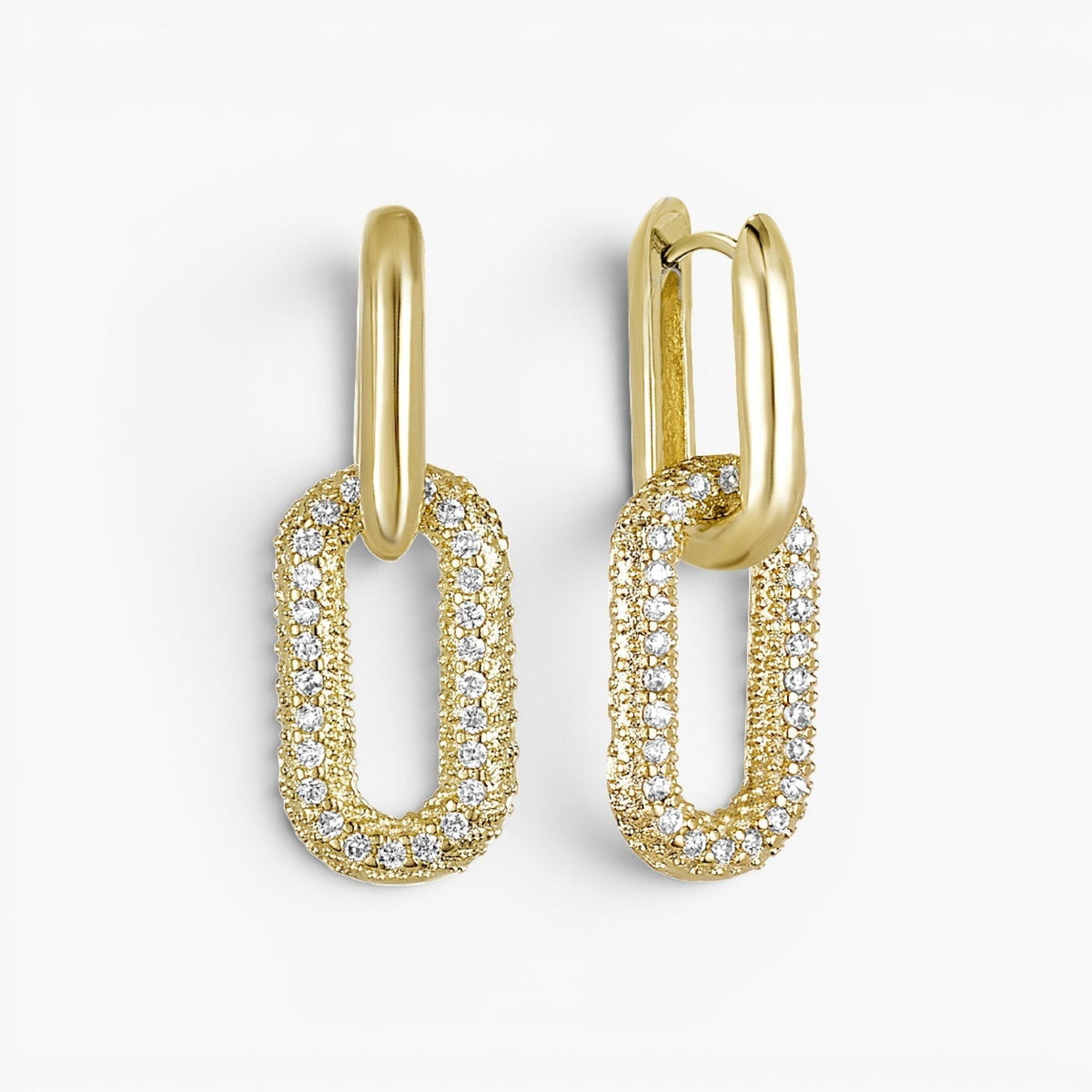 Boucles d’oreilles à maillons trombone pavés