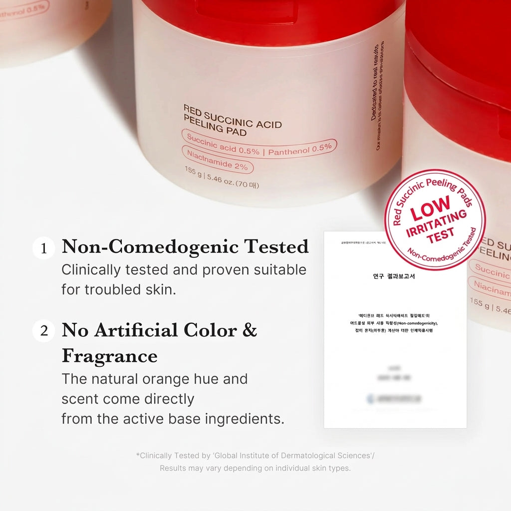 Red Succinic Acid Panthenol Pads for Acne, Breakouts and Pigmentation