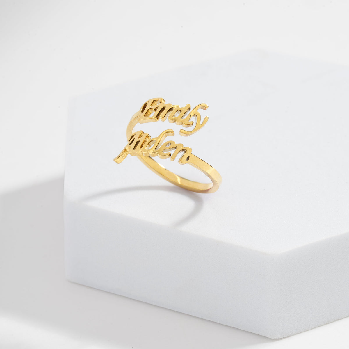 Bague personnalisée ajustable à deux prénoms