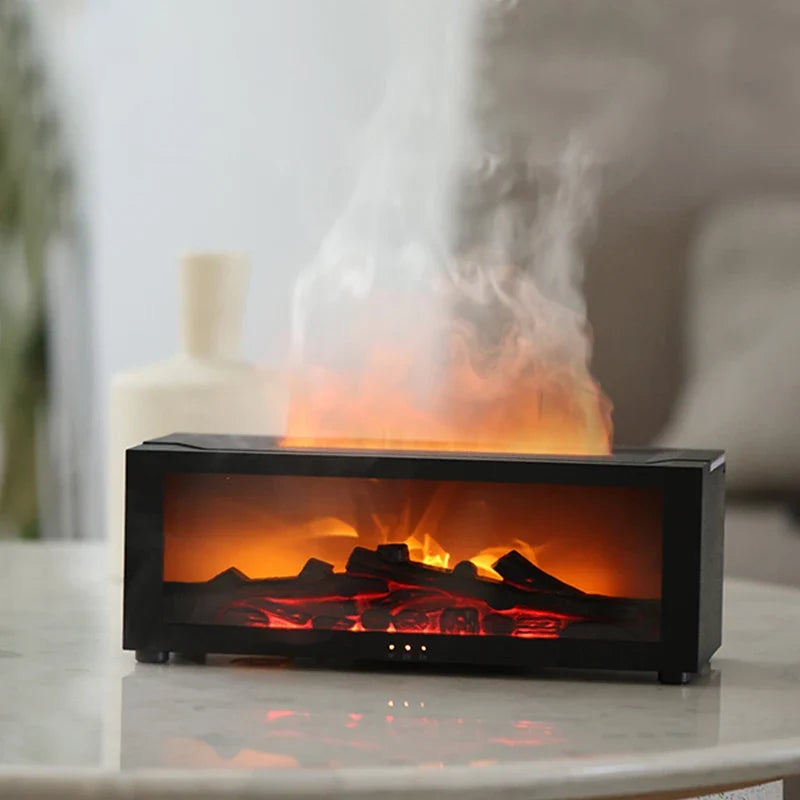 Aroma Diffuser & Humidifier, Fireplace Flame Effect, Timer, Remote, USB