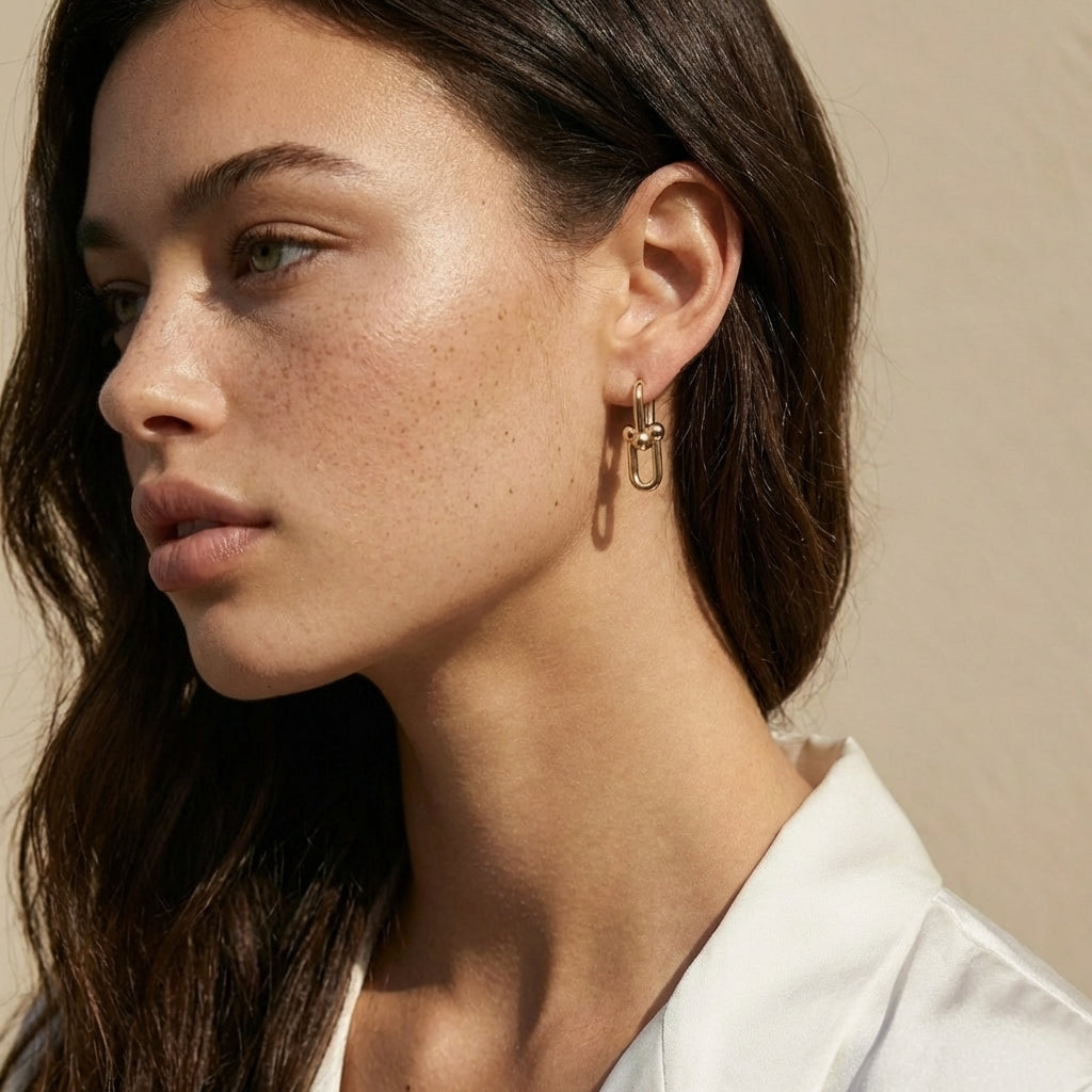 Chunky Link Hoop Earrings