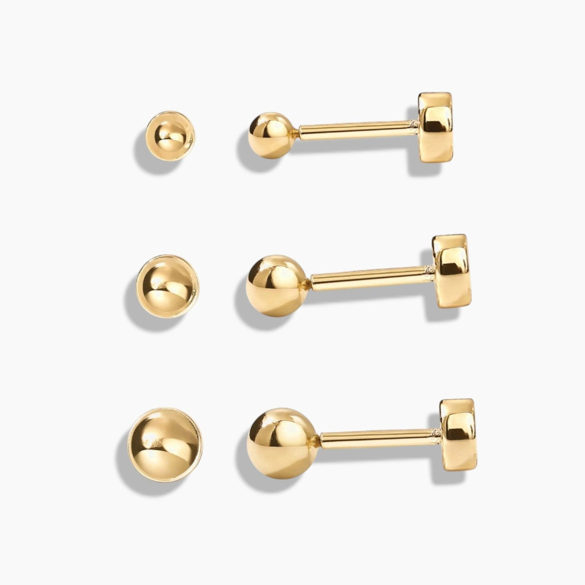 Petites boucles d’oreilles à tige plate arrière en forme de sphère