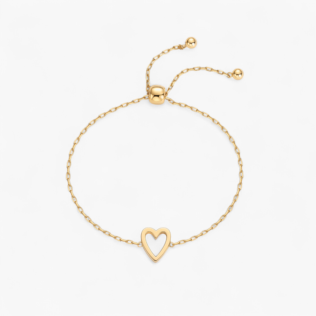 Adjustable Heart Bracelet Set — Gold