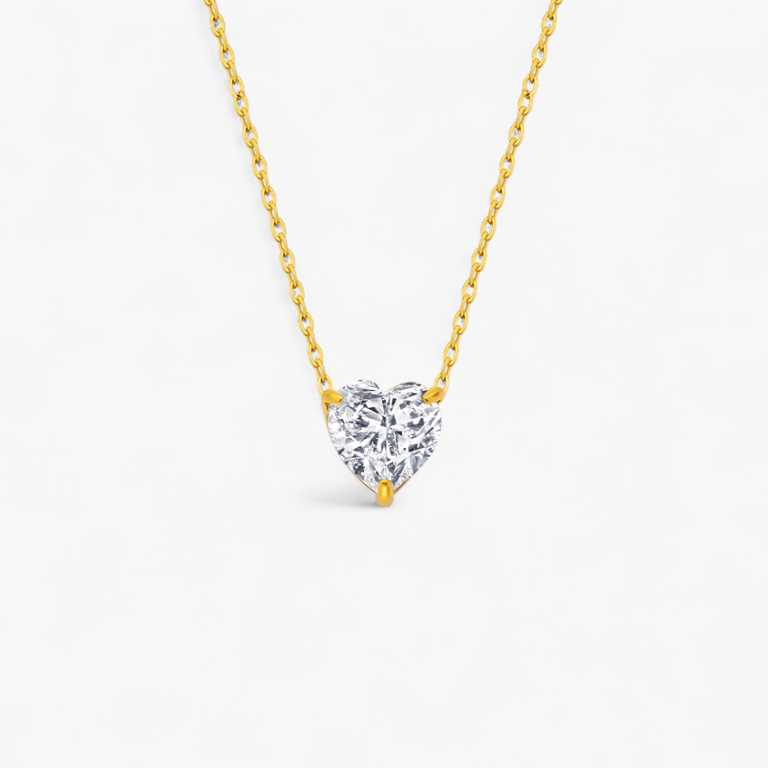 Heart CZ Solitaire Pendant Necklace — Default Title