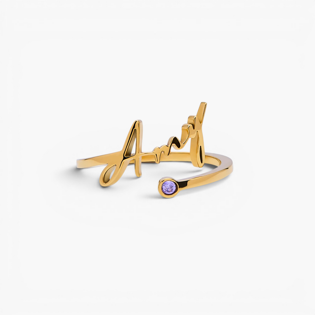Birthstone Signature Name Ring