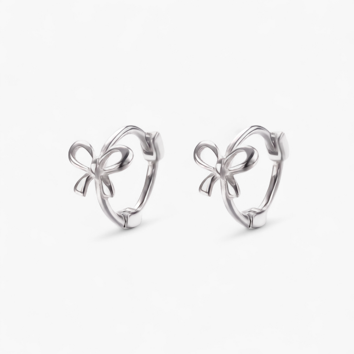 Bow Mini Hoop Earrings - Silver