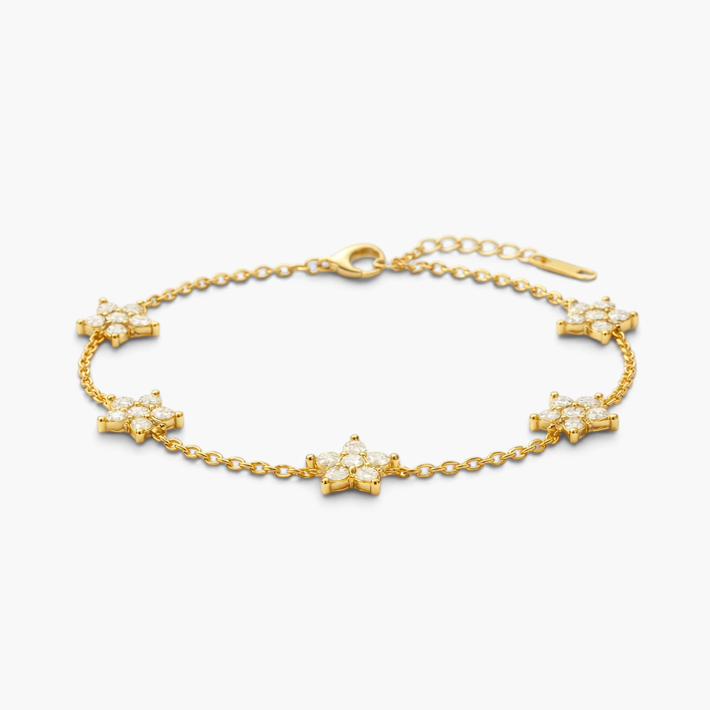 Bracelet chaîne à fleurs en zircons cubiques Mia