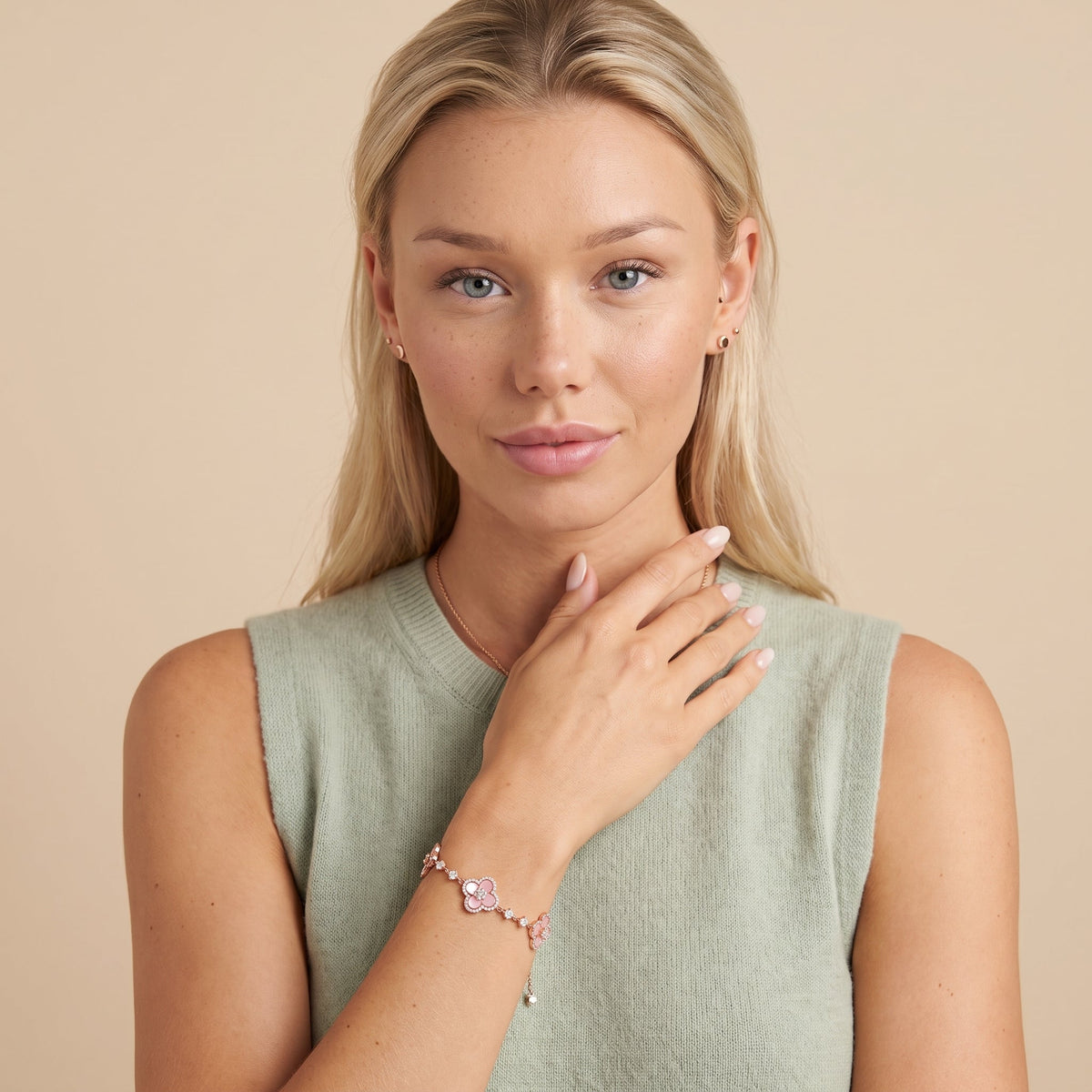 Bracelet trèfle Sakura pavé