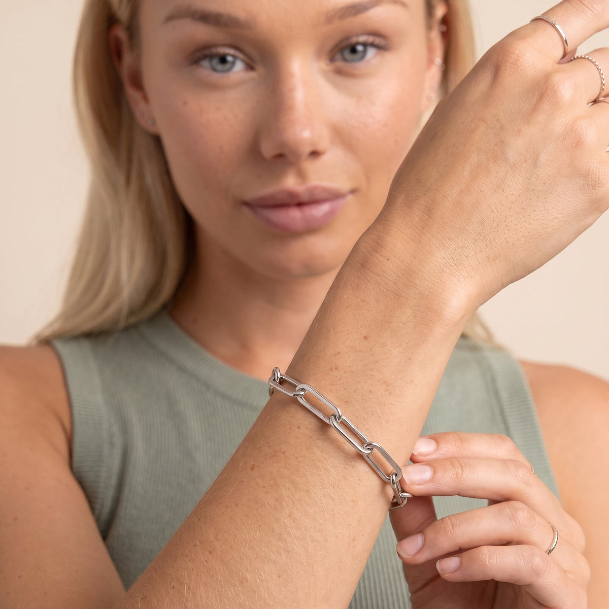 Bracelet chaîne audacieux à maillons trombone