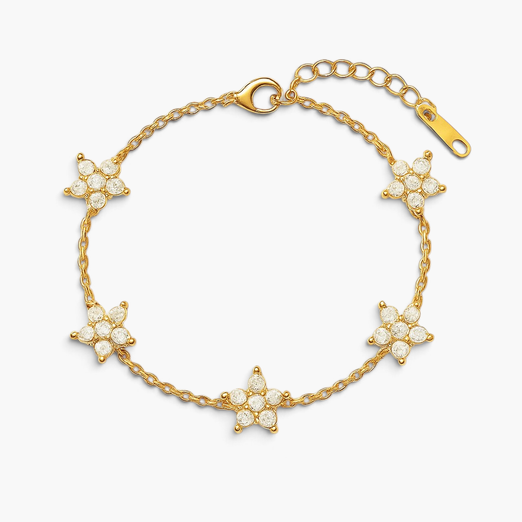 Bracelet chaîne à fleurs en zircons cubiques Mia