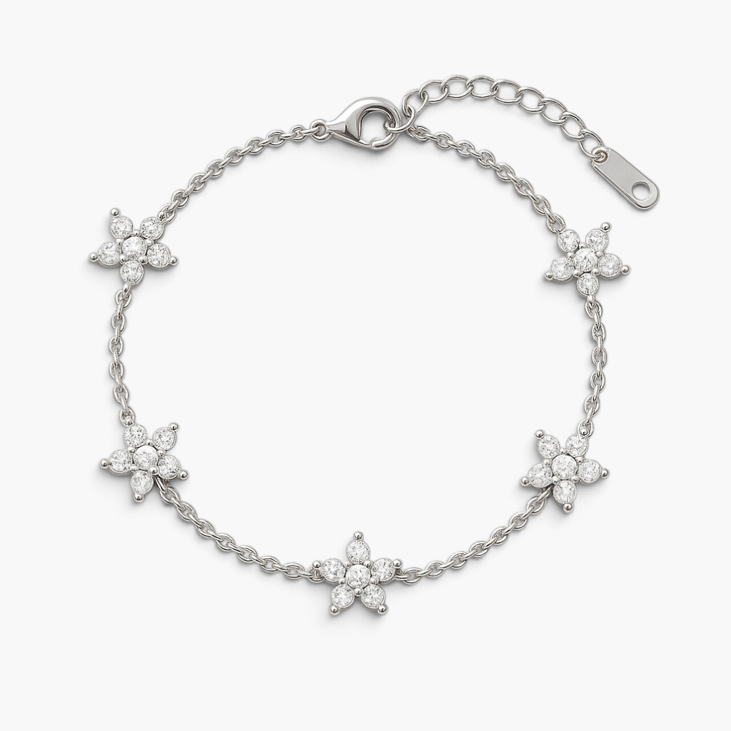 Bracelet chaîne à fleurs en zircons cubiques Mia