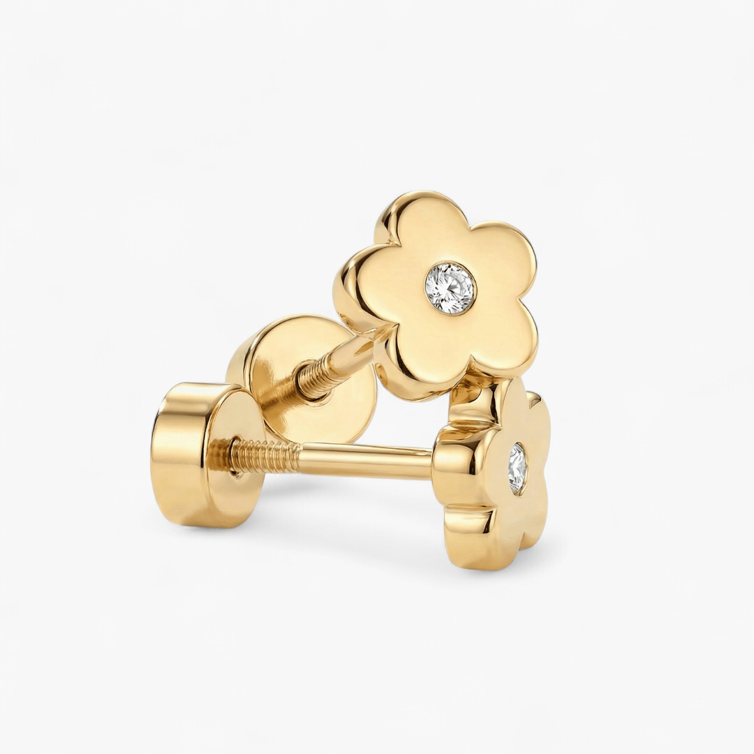 Daisy Flat Back Stud Earrings — Gold