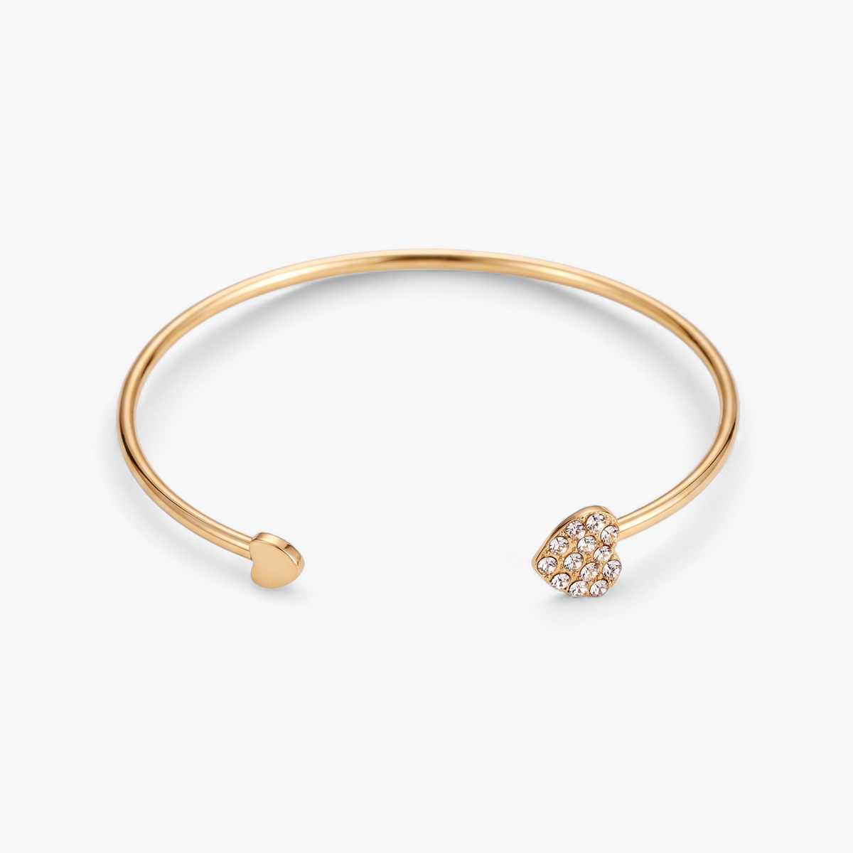 Heart Cuff Bangle Bracelet - Gold