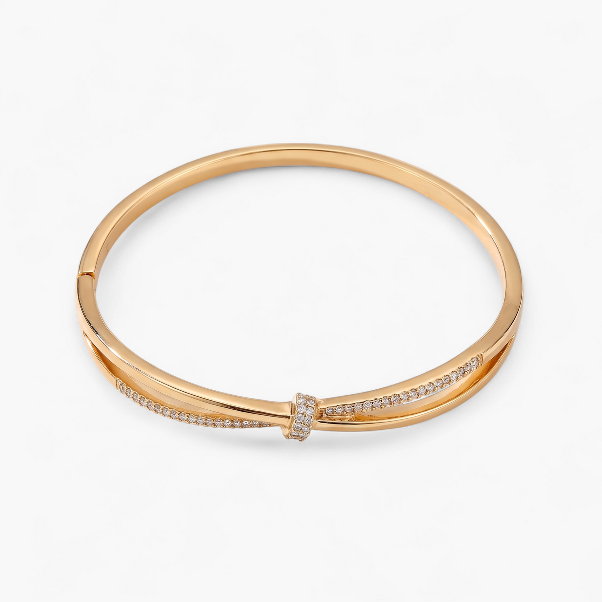 Pave Crossover Bangle Bracelet - Gold