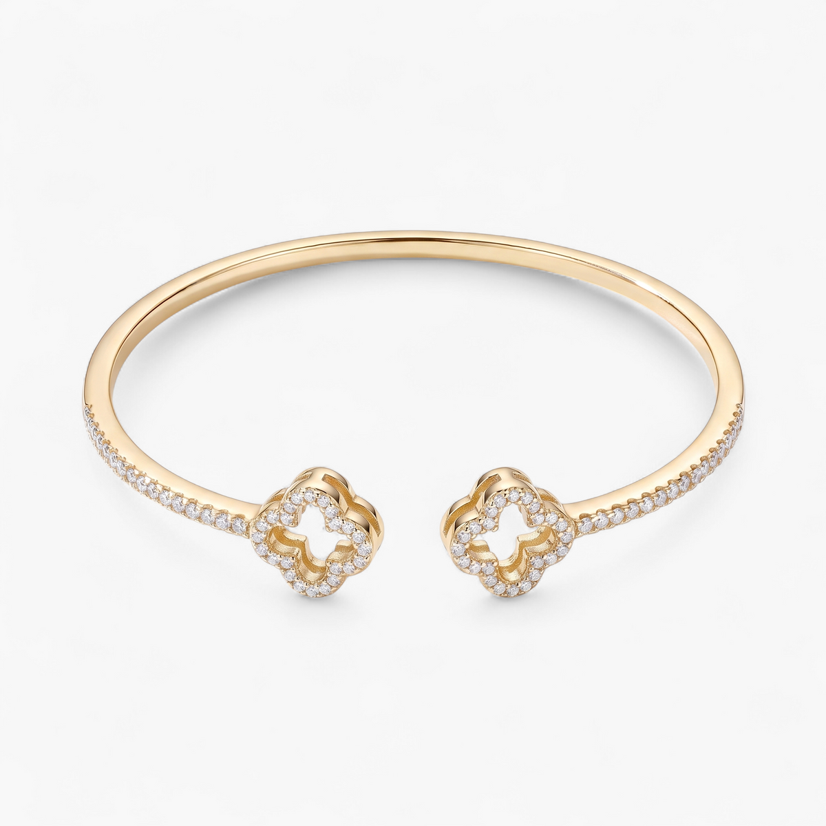 Clover Cuff Bangle Bracelet - Gold