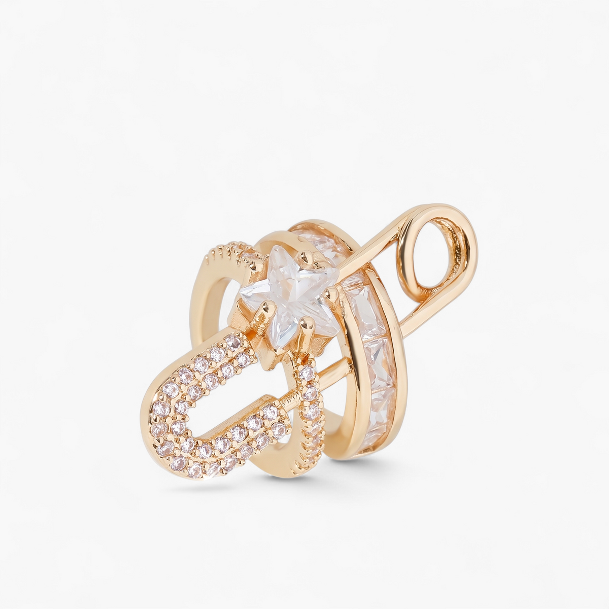 Safety Pin Ear Cuff Earrings - Gold