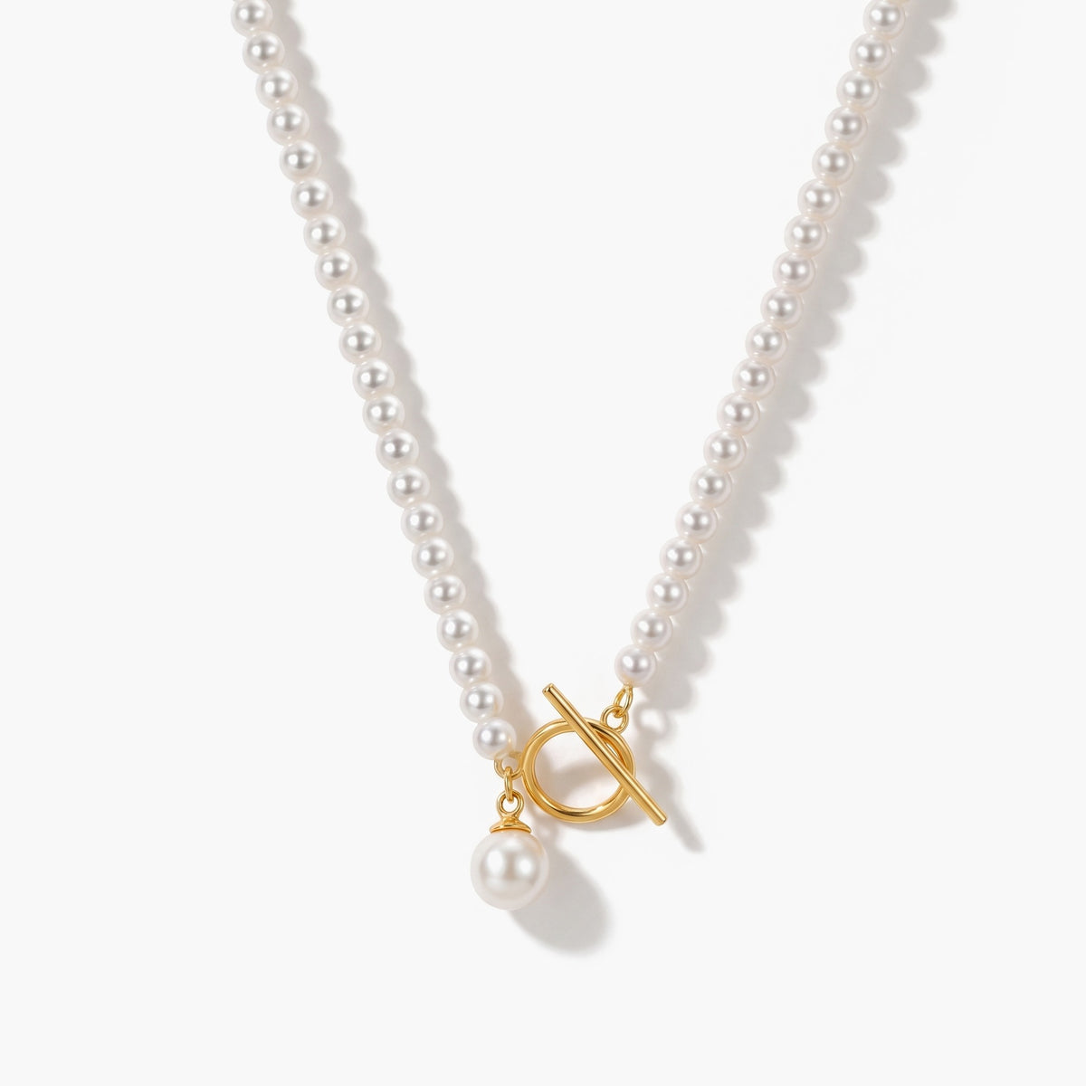 Pearl Toggle Necklace - Gold