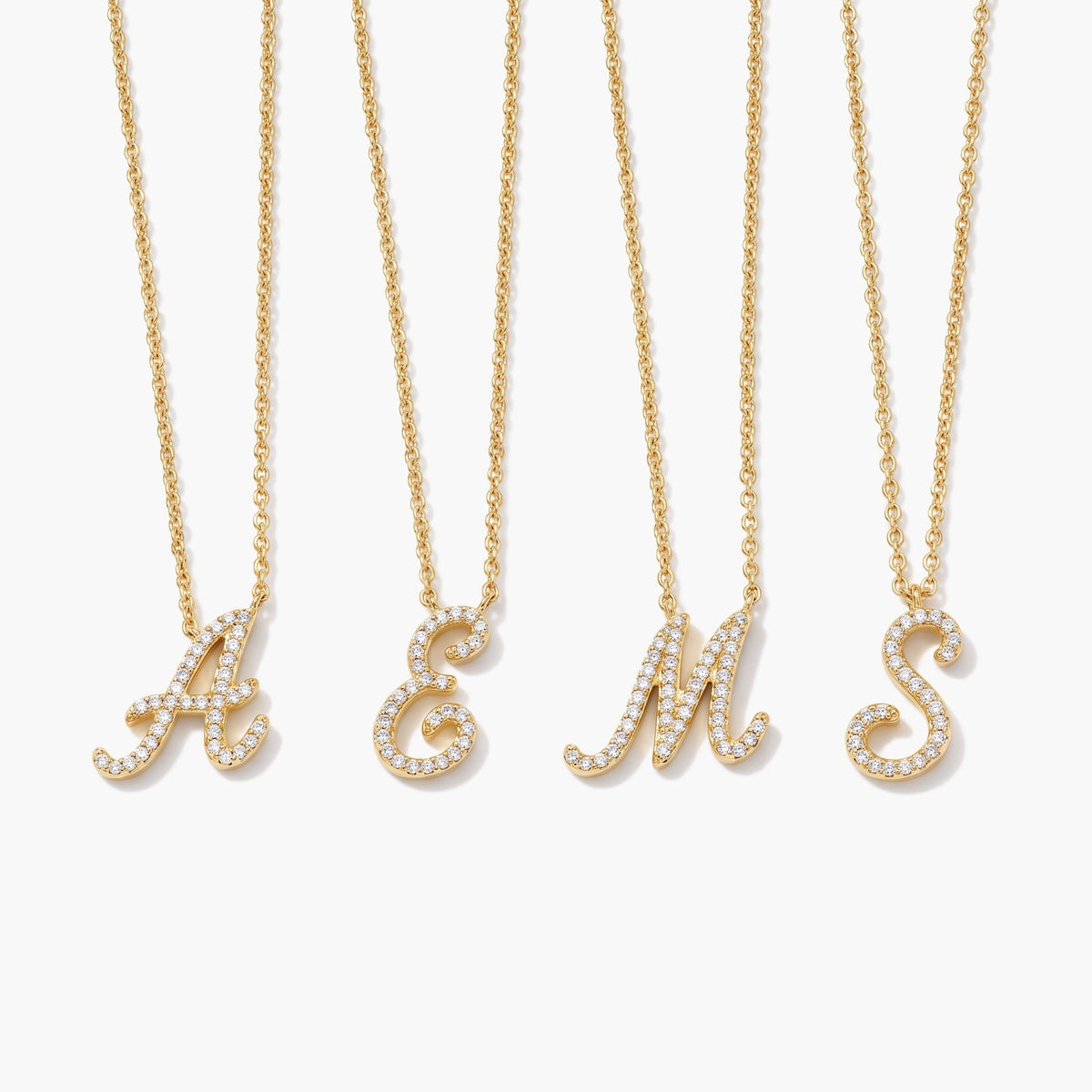 Script CZ Initial Necklace - Gold