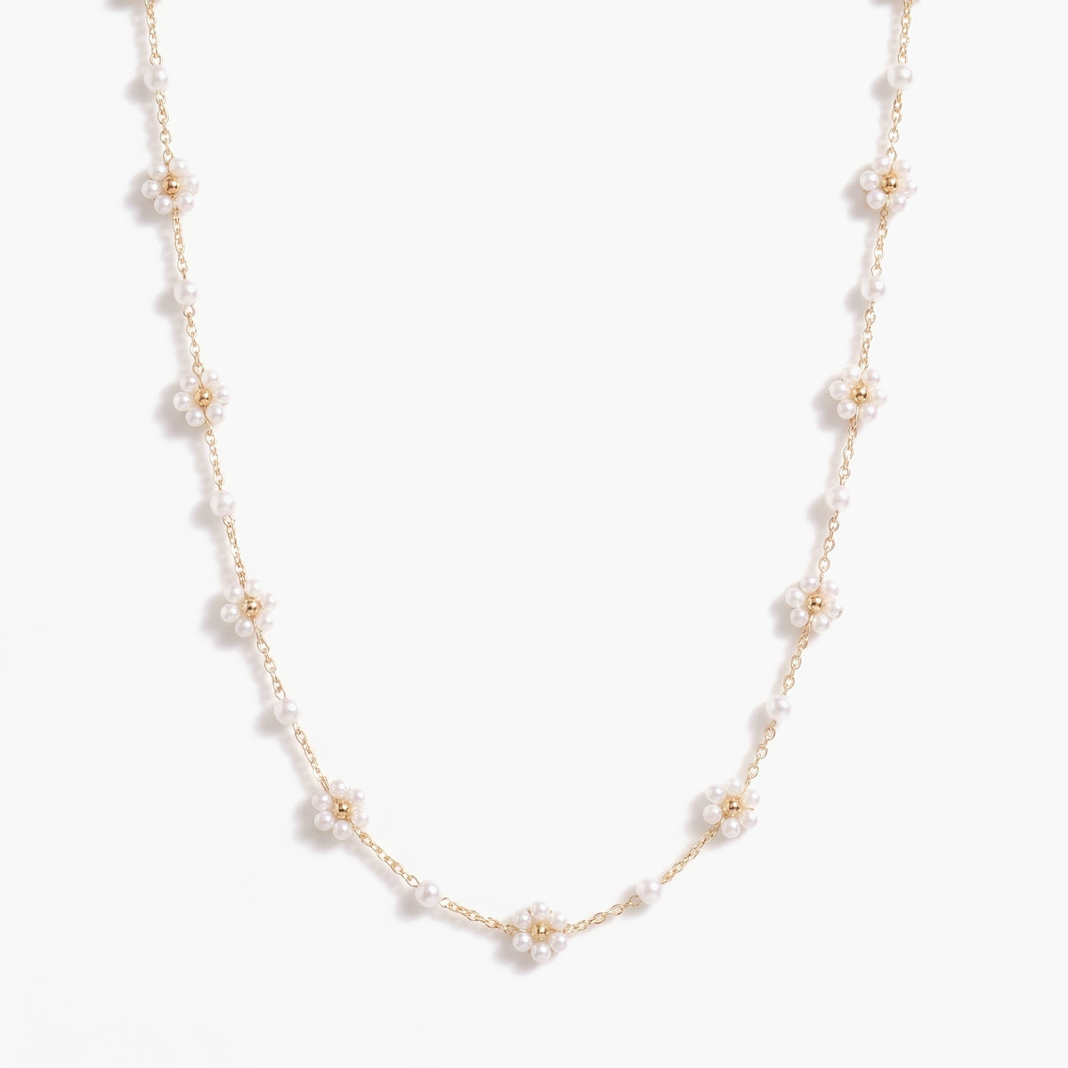 Pearl Flower Necklace - Gold