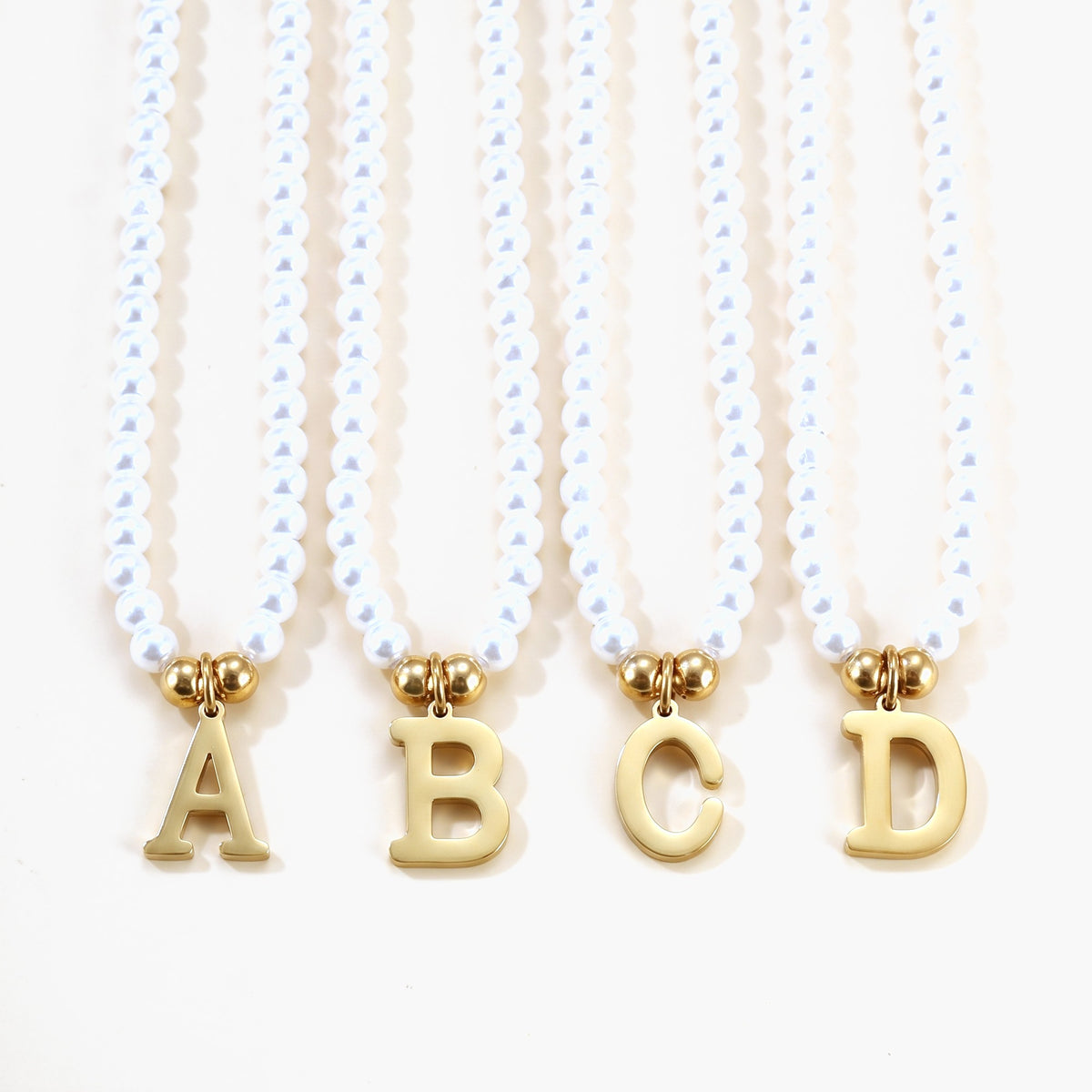 Pearl Letter Necklace - Gold