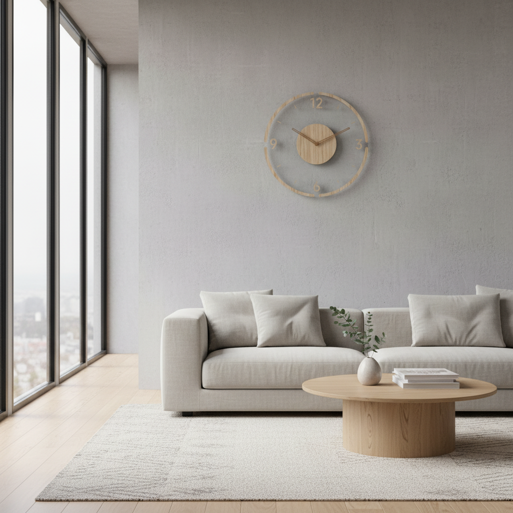 Clocky | Modern Silent Wall Clock Decor 35 cm Natural Wood