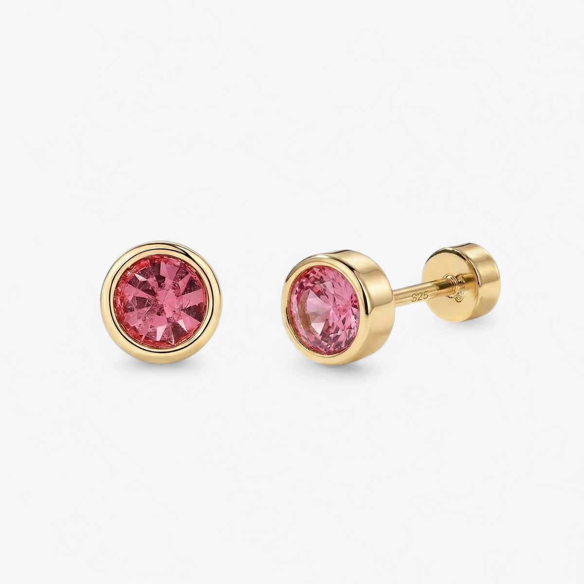 Bezel Flat Back Stud Earrings — Gold