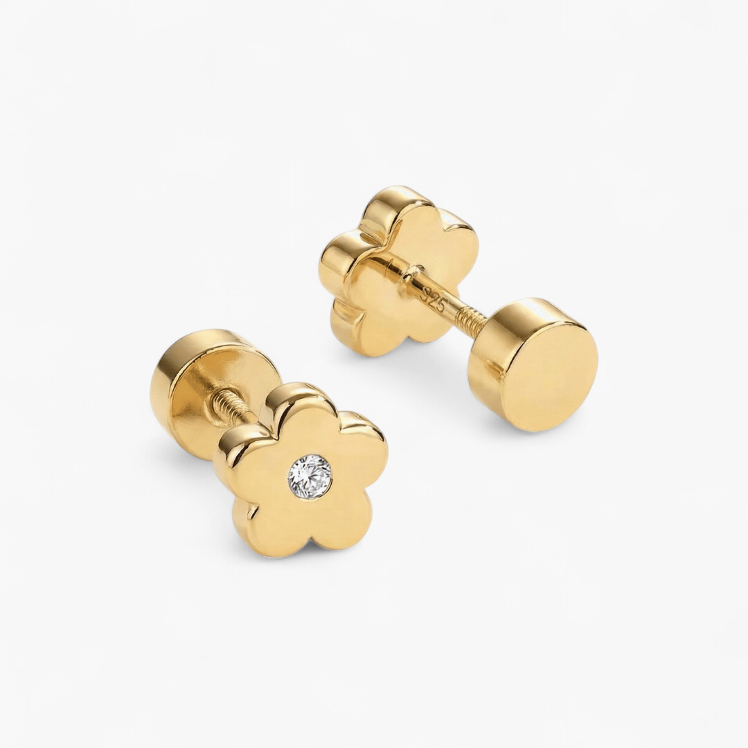 Daisy Flat Back Stud Earrings — Gold
