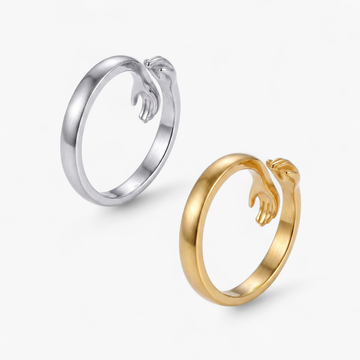 Adjustable Hug Open Ring — Gold & Silver Set