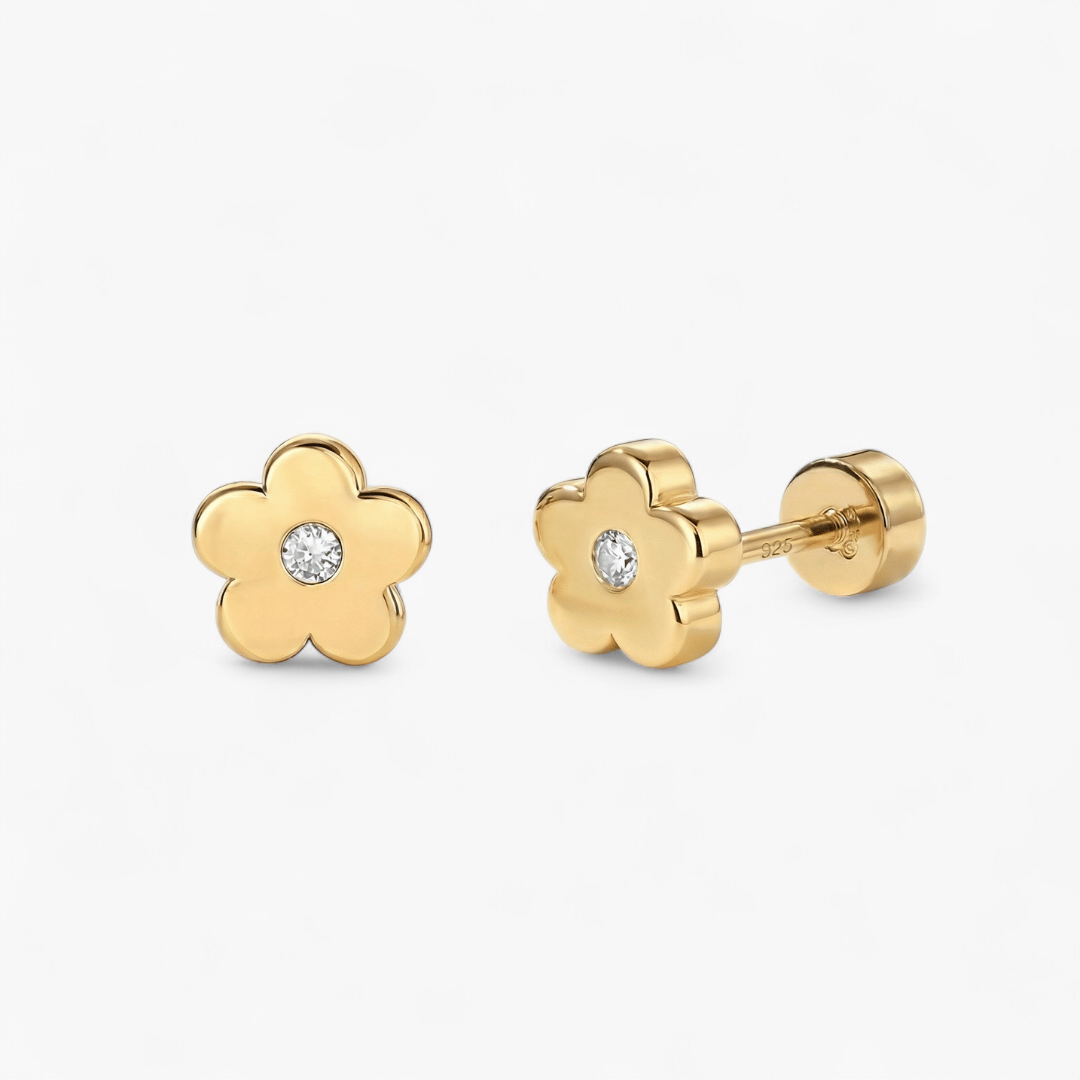 Daisy Flat Back Stud Earrings — Gold