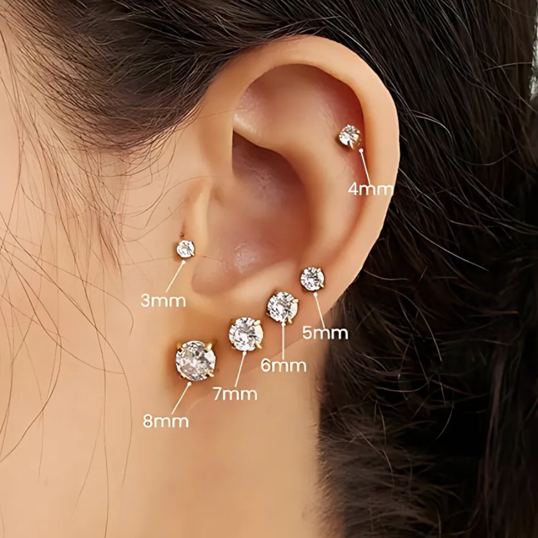 Ensemble de boucles d’oreilles à tige plate arrière Sparkle
