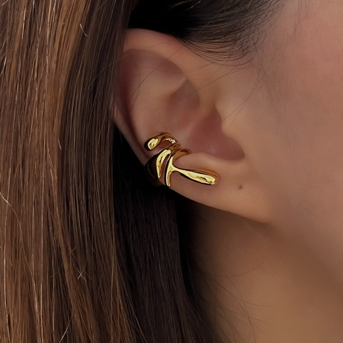 Sculptural Gold Abstract Ear Cuff
