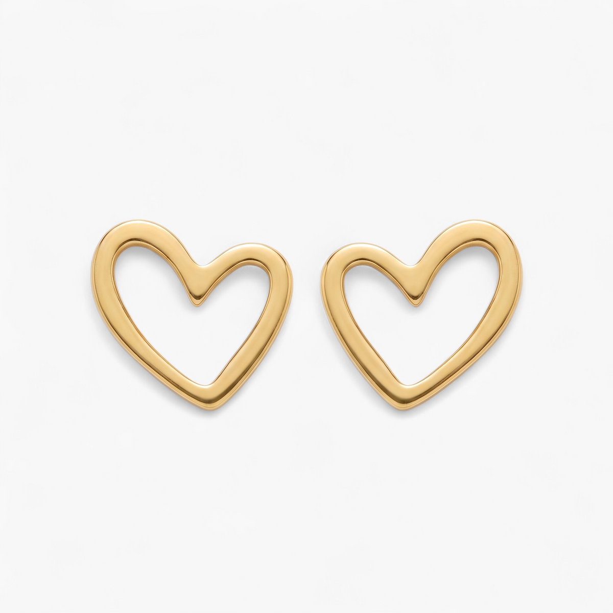 Open Heart Stud Earrings - Gold