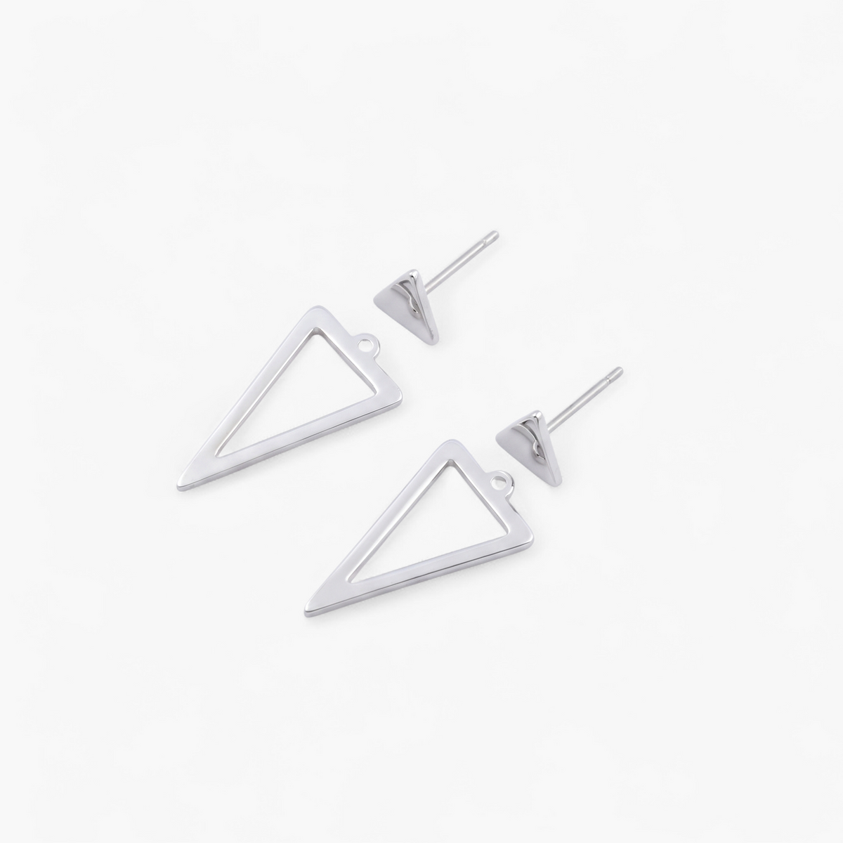 Geometric Triangle Stud Earrings - Silver