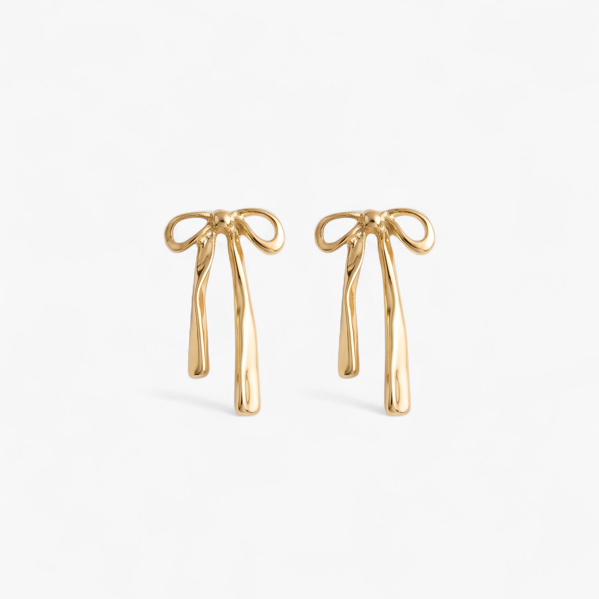 Minimalist Bow Stud Earrings - Gold