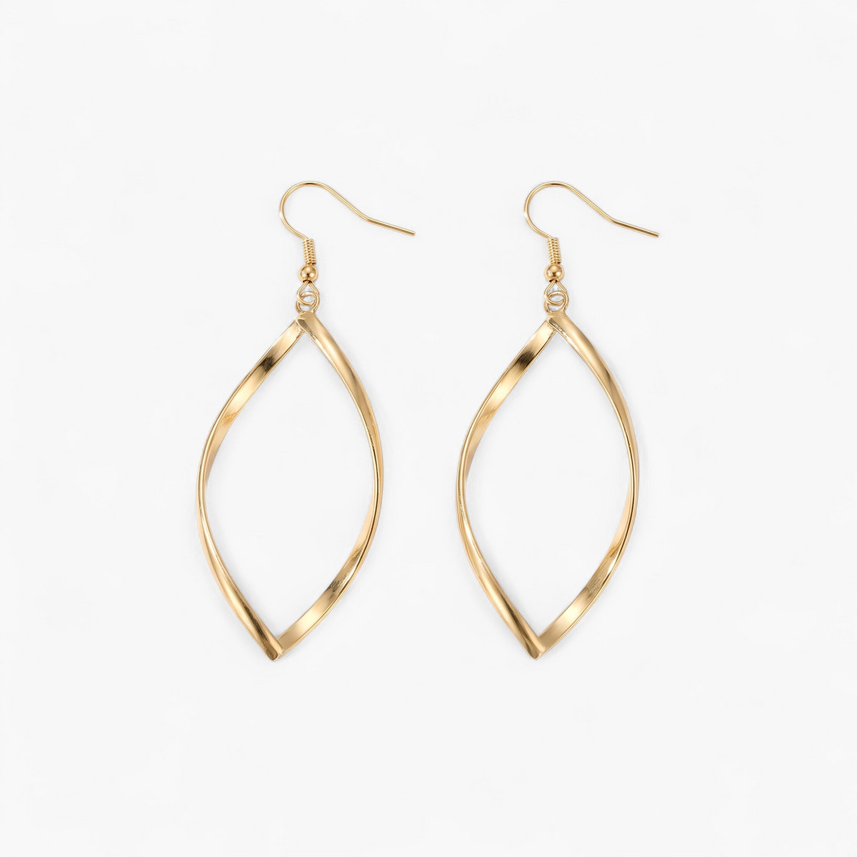 Twisted Wave Dangle Earrings - Gold Twist