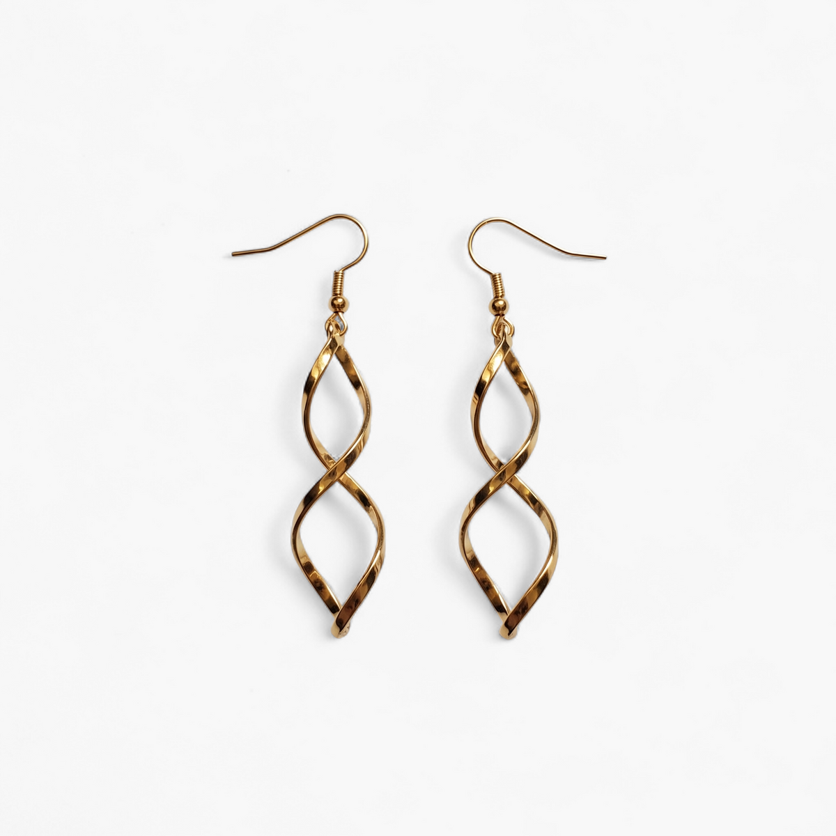 Twisted Wave Dangle Earrings - Gold Double Twist