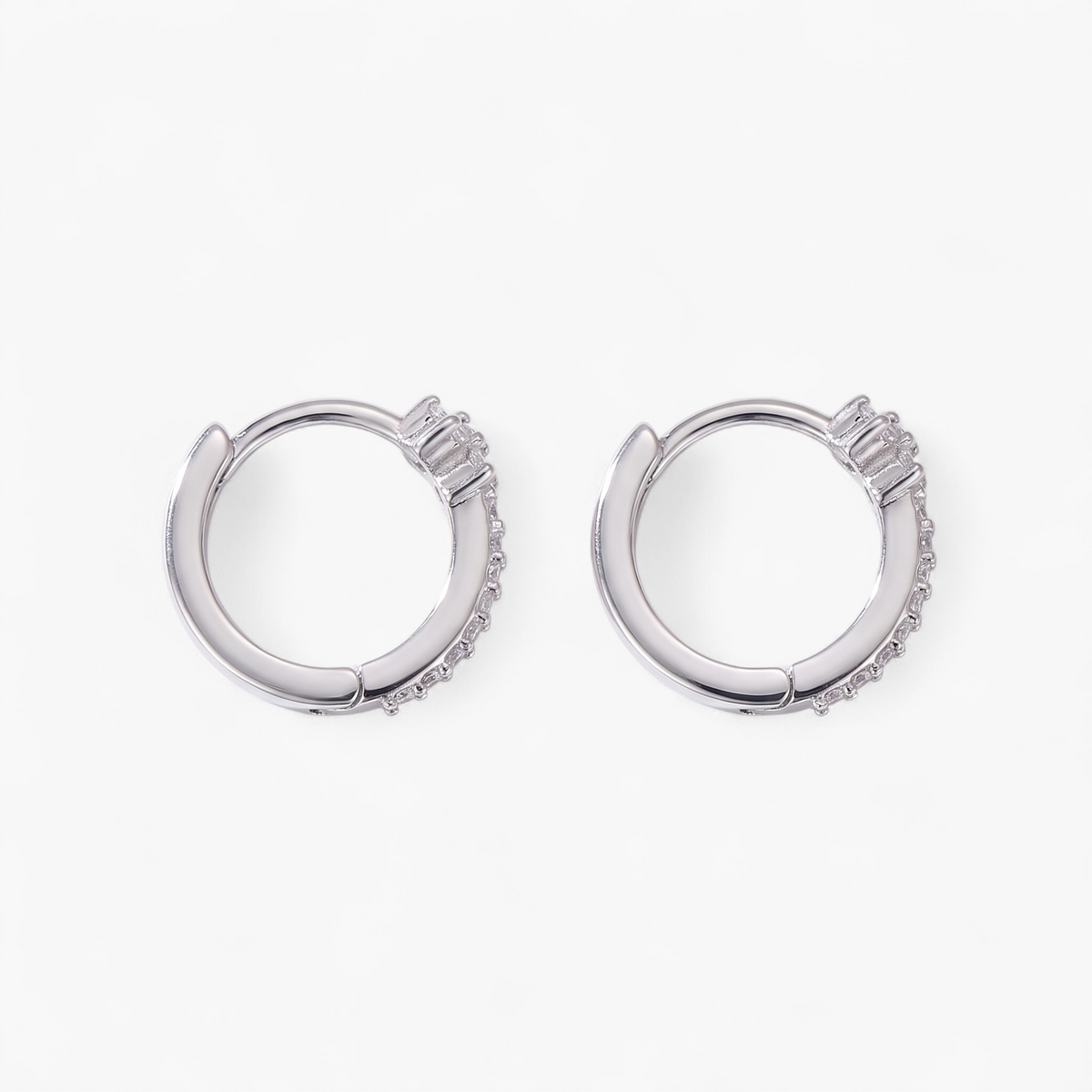 Star Cubic Zirconia Huggie Earrings - Silver