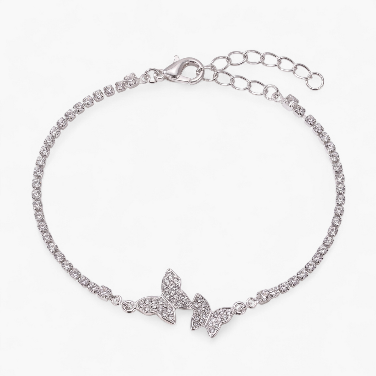 Silver Butterfly Tennis Bracelet - Silver