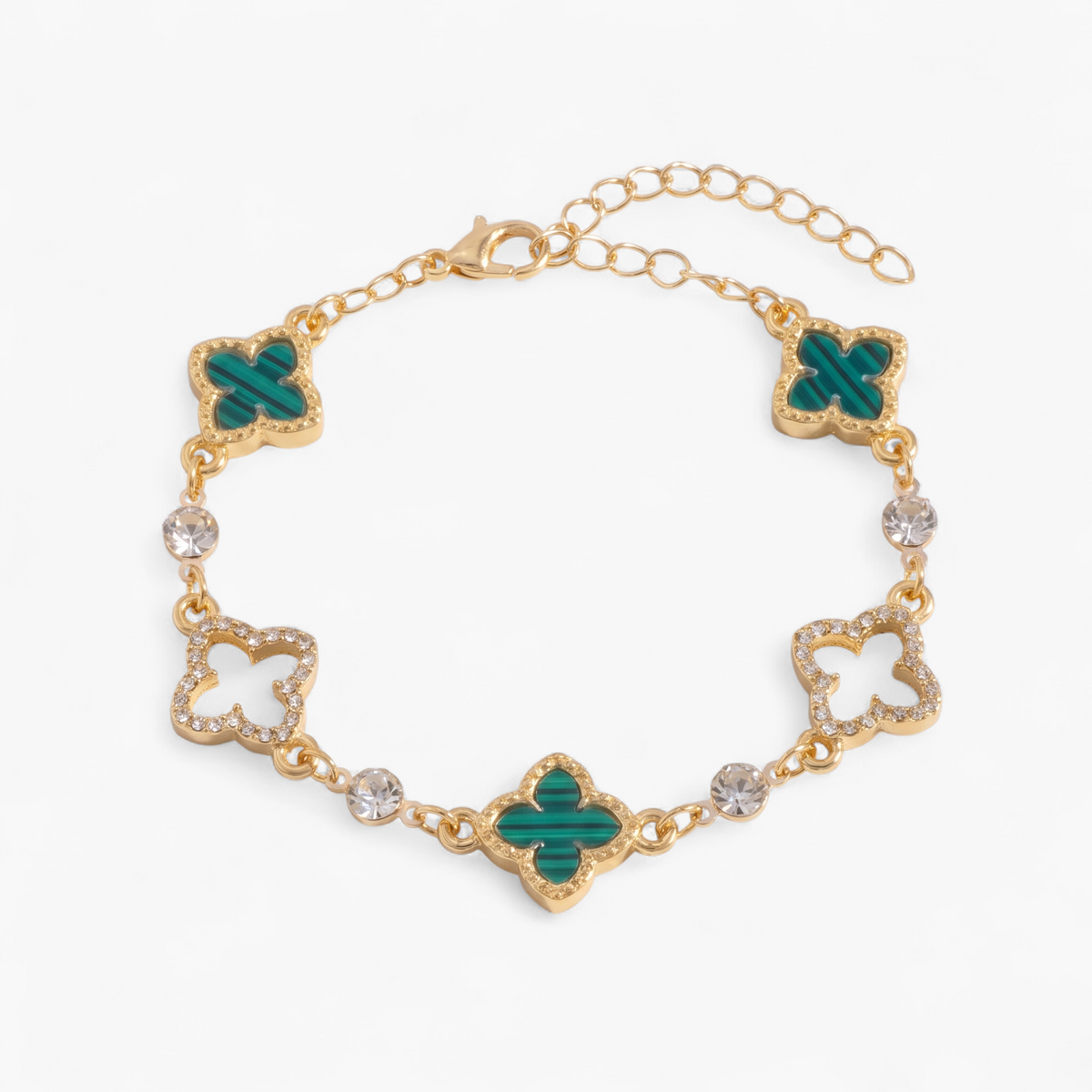 Dainty Clover Charm Bracelet - Green