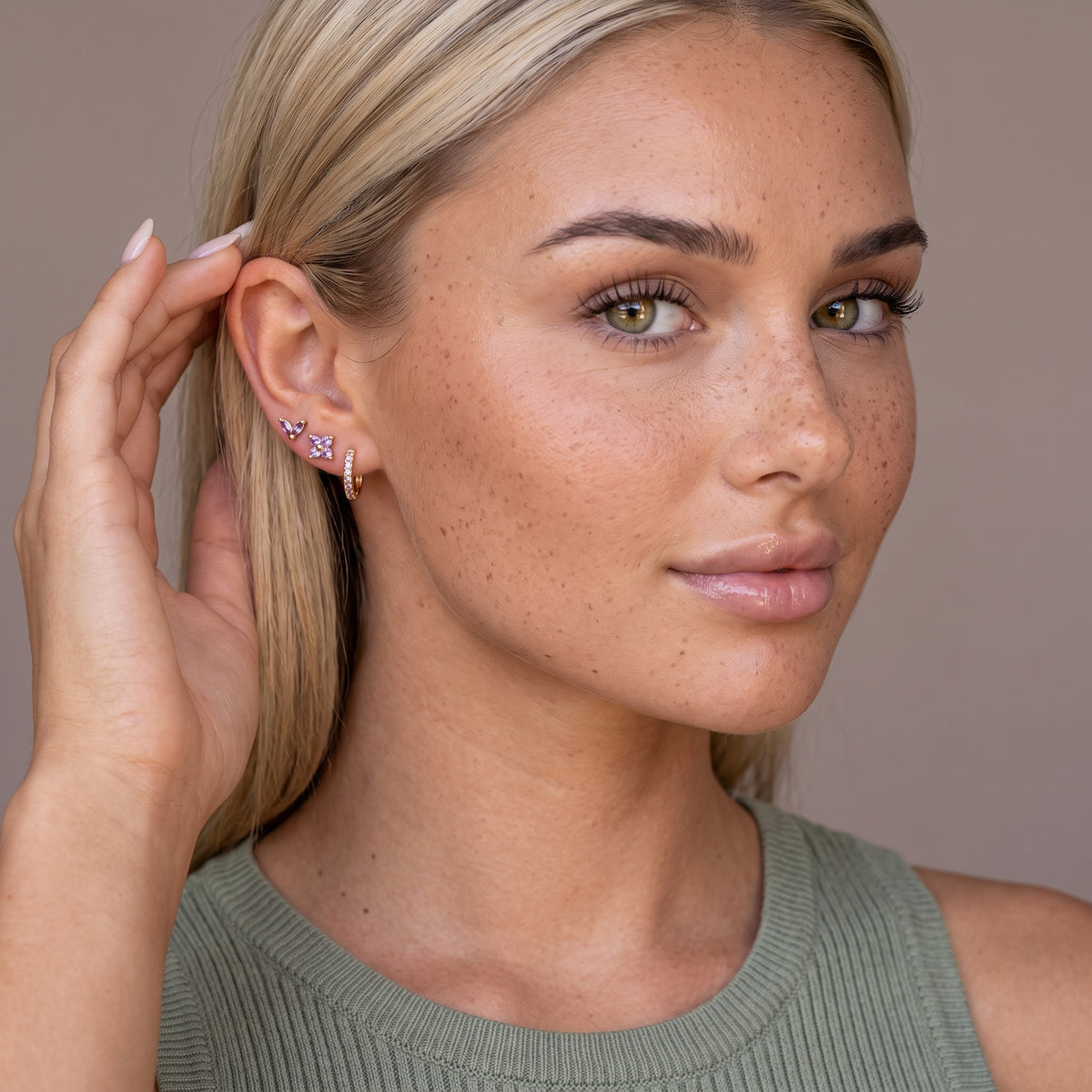 Mystic Tulip Hoop Stud Earrings Set