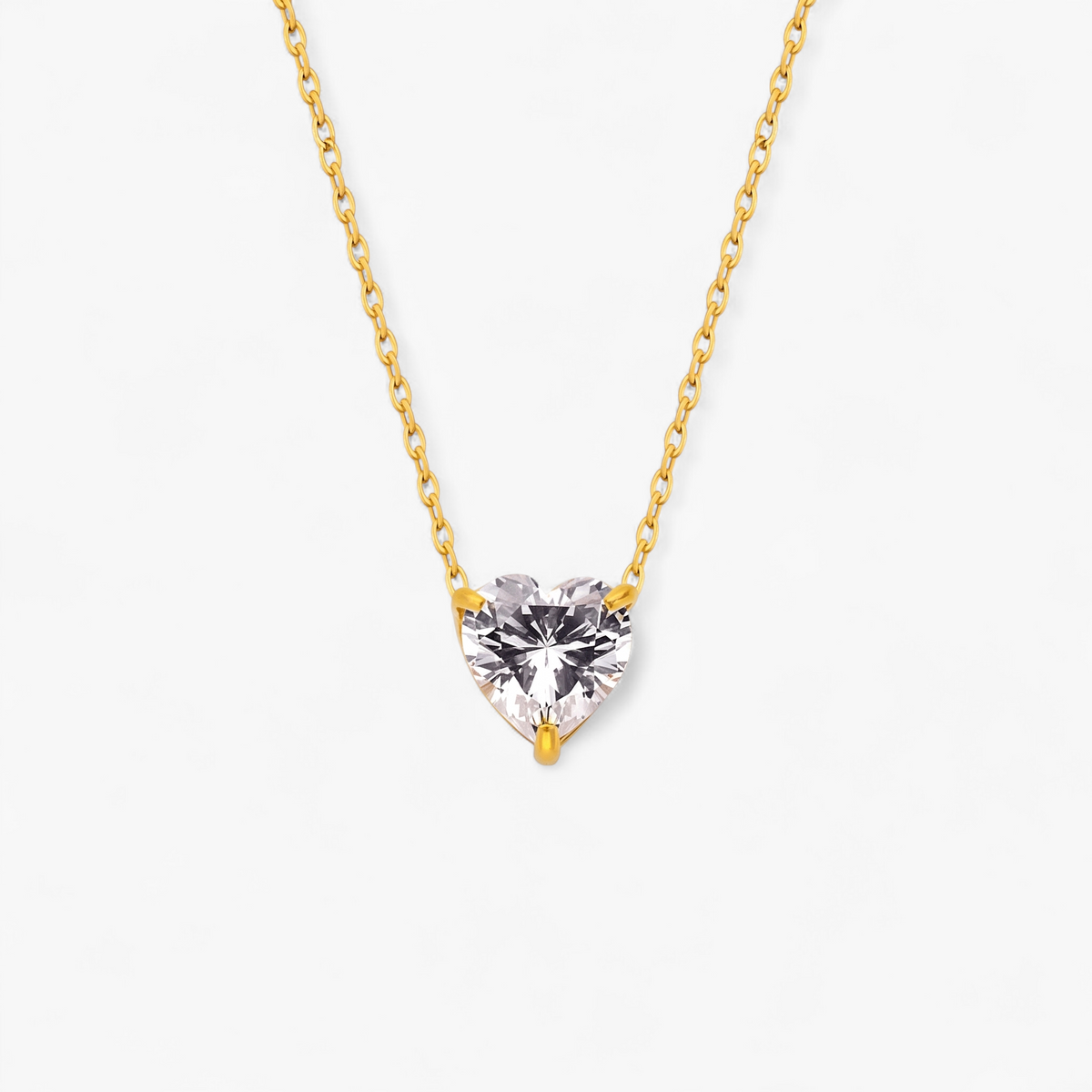 Heart CZ Solitaire Pendant Necklace — Default Title