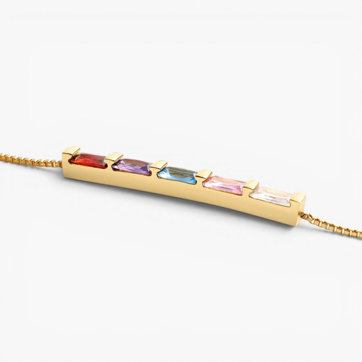 Bracelet chaîne à pierre de naissance taille baguette
