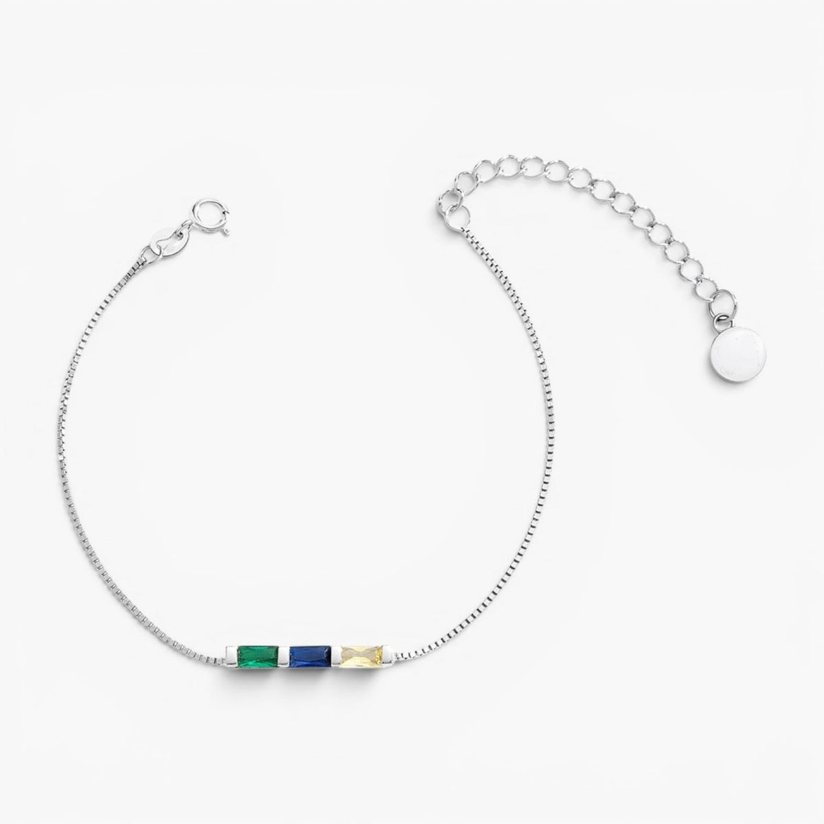 Bracelet chaîne à pierre de naissance taille baguette