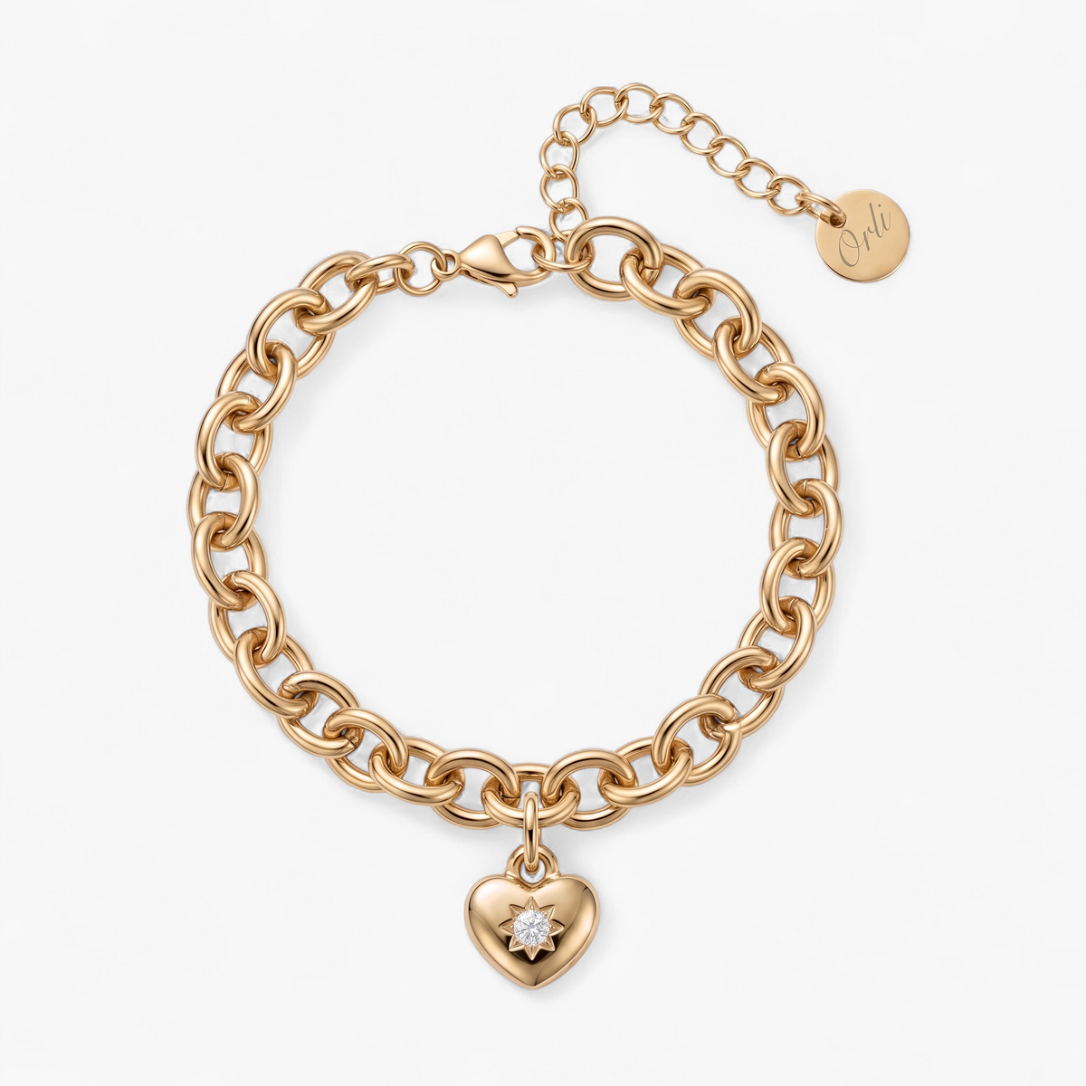 Gold Birthstone Heart Charm Bracelet