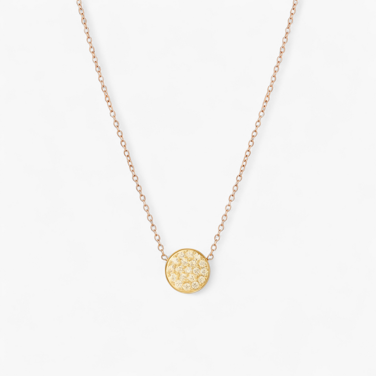 Gold Birthstone Pavé Disc Necklace - November