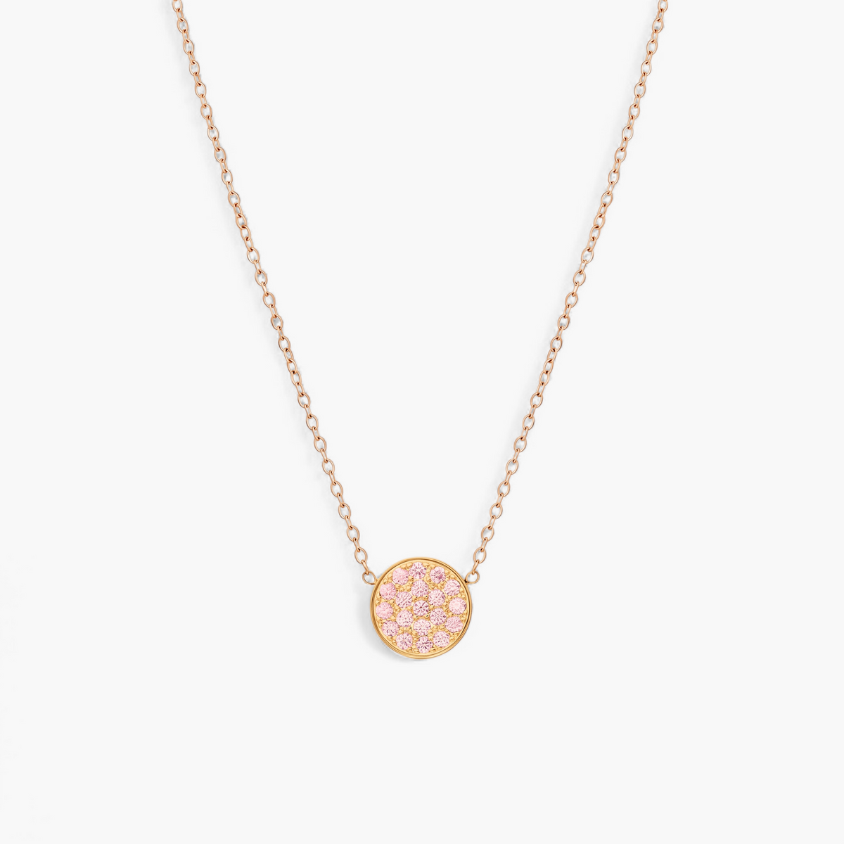 Gold Birthstone Pavé Disc Necklace - October