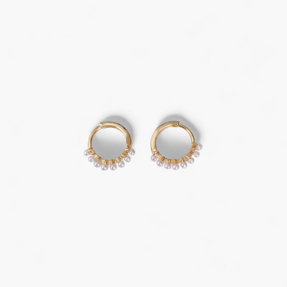 Gold Pearl Mini Hoop Earrings - Gold