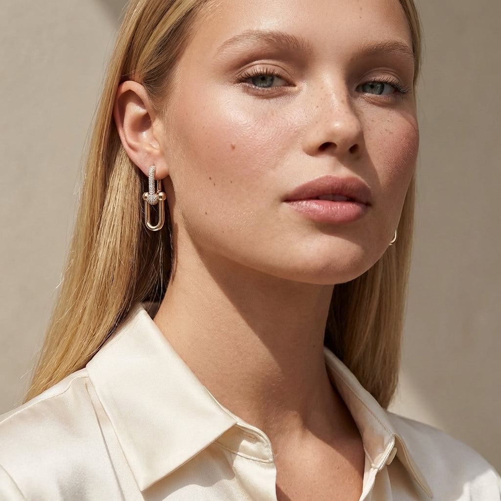 Pave Chunky Gold Hoop Earrings