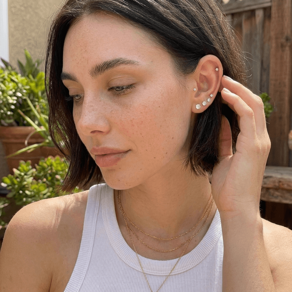 Ensemble de boucles d’oreilles à tige plate arrière Sparkle