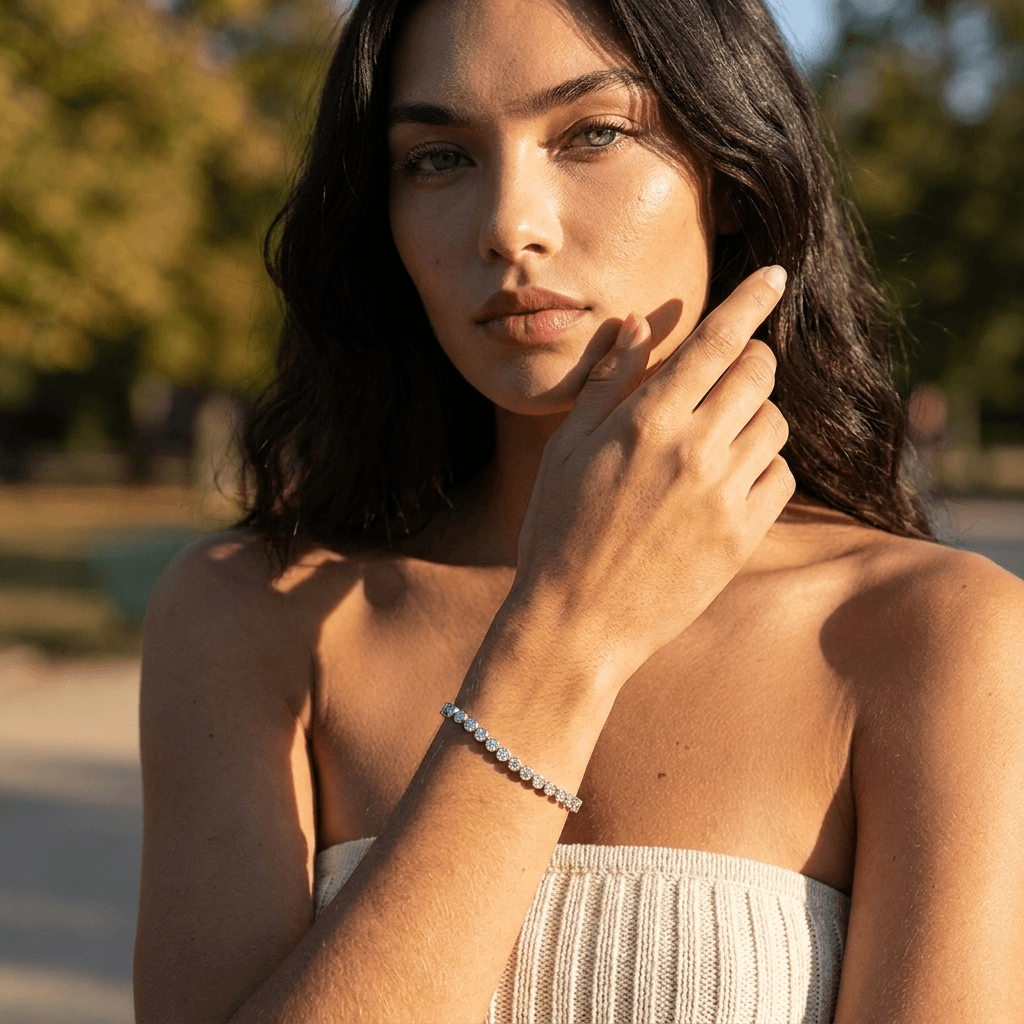 Round Bezel CZ Tennis Bracelet